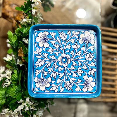 Blue Pottery Square Tray L10 W10